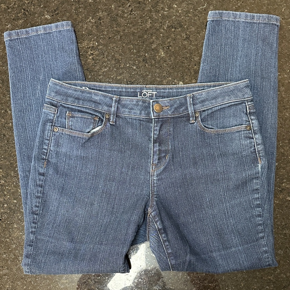 Ann Taylor LOFT Curvy Skinny Jeans Women 10P Blue Medium Wash Petite Denim‎